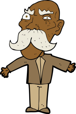 Bir insan tarafından çizilmiş kızgın yaşlı bir adam.