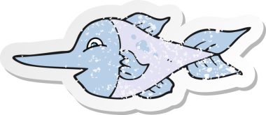 Bir insan tarafından çizilmiş kılıçbalığının gerilmiş çıkartması.