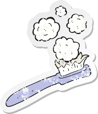 İnsan tarafından çizilmiş bir diş fırçasının gerilimli retro yapıştırması.