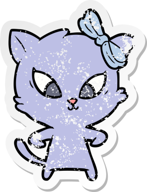 Bir insan tarafından çizilmiş karikatür bir kedinin sıkıntılı çıkartması.