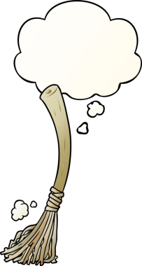 Düşünce baloncuklu çizgi film sihirli süpürgesi bir insan tarafından çizilmiş.