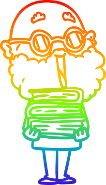 Bir insan tarafından çizilmiş sakallı neşeli bir adamın çizdiği gökkuşağı çizgisi.