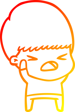 İnsan tarafından çizilmiş bir çizgi filmin sıcak gradyan çizimi.