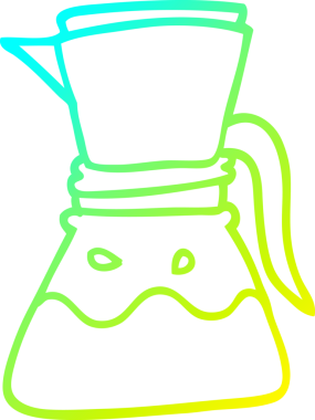 Bir insan tarafından çizilmiş bir çizgi filtre kahve makinesinin soğuk gradyan çizimi.