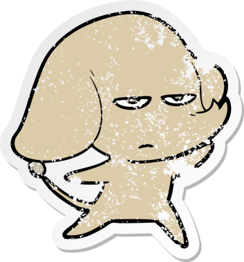 Bir insan tarafından çizilmiş kızgın bir fil çıkartması.