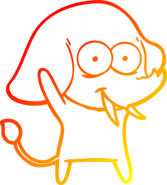 Bir insan tarafından çizilmiş mutlu bir filin sıcak çizgi çizimi