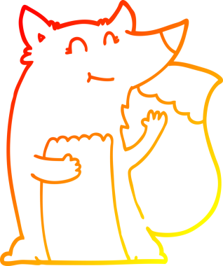 Bir insan tarafından çizilmiş mutlu bir tilkinin sıcak çizgi çizimi