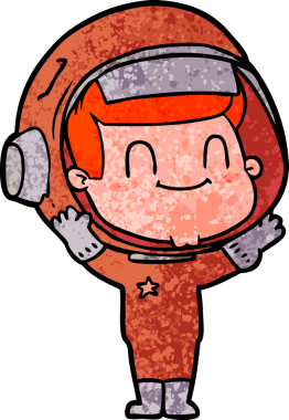 Bir insan tarafından çizilmiş mutlu astronot.