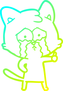 Bir insan tarafından çizilen çizgi film kedisinin soğuk gradyan çizgisi.