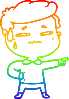 Gökkuşağı gradyan çizgi çizimi bir insan tarafından çizilmiş endişeli bir adamın çizimi