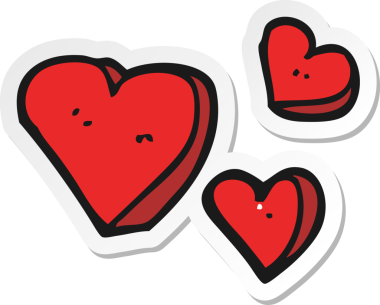 Bir insan tarafından çizilmiş karikatür kalplerinin çıkartması.