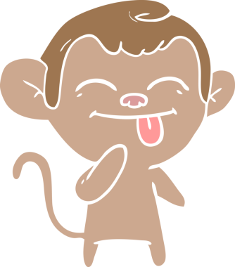 Bir insan tarafından çizilmiş komik düz renkli çizgi film maymunu