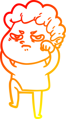 Bir insan tarafından çizilmiş kızgın bir adamın sıcak çizgi çizimi.