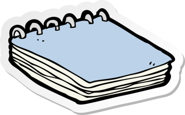 Bir insan tarafından çizilmiş karikatür not defteri etiketi.