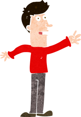 Bir insan tarafından çizilen karikatür adam.