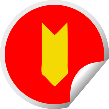 Bir insan tarafından çizilmiş açık şemsiyenin dairesel soyma etiketi.