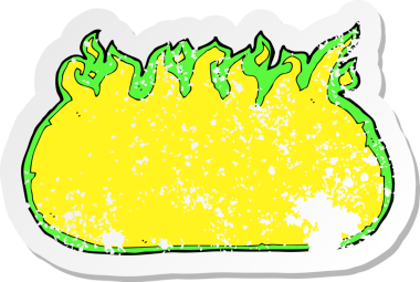 Bir insan tarafından çizilmiş yeşil ateş sınırının gerilemiş çıkartması.