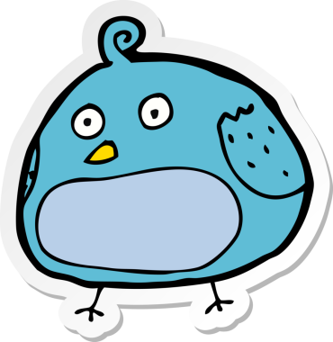 Bir insan tarafından çizilmiş şişman bir kuşun çıkartması.