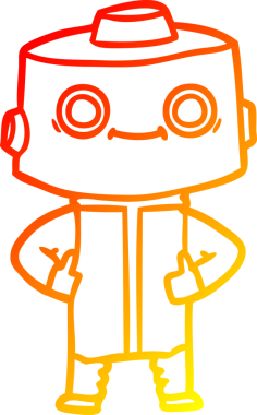 Bir insan tarafından çizilen çizgi film robotunun sıcak çizgi çizimi