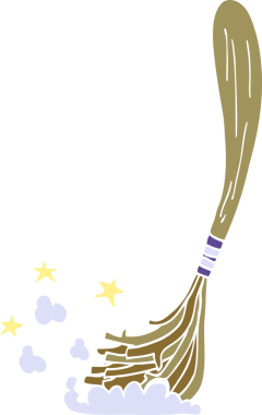 Bir insan tarafından çizilmiş sihirli süpürge.