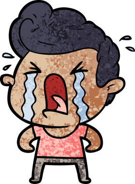 Bir insan tarafından çizilmiş ağlayan bir karikatür.