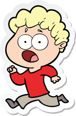 Bir insan tarafından çizilmiş, şaşırarak nefes nefese kalmış bir çizgi film karakterinin çıkartması.