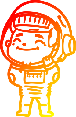 Bir insan tarafından çizilmiş mutlu bir astronotun sıcak çizgi çizimi