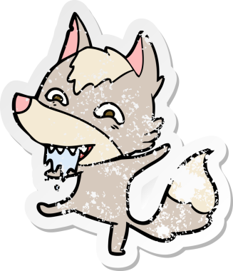 Bir insan tarafından çizilmiş aç bir kurdun sıkıntılı çıkartması.