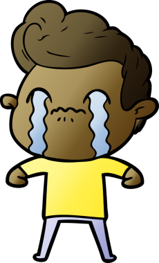 Bir insan tarafından çizilmiş ağlayan çizgi film adamı.