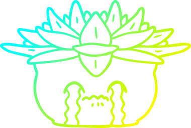 Bir insan tarafından çizilmiş ağlayan ev bitkisinin soğuk gradyan çizimi