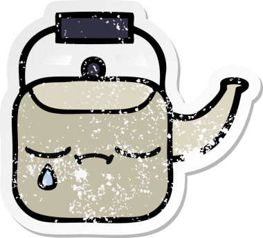 Bir insan tarafından çizilmiş tatlı bir çaydanlığın sıkıntılı çıkartması.