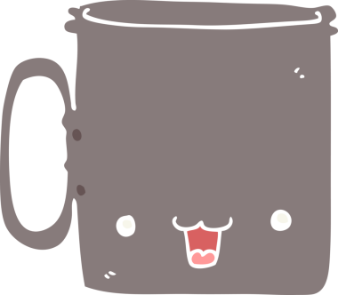 Bir insan tarafından çizilmiş düz renk çizgi film bardağı