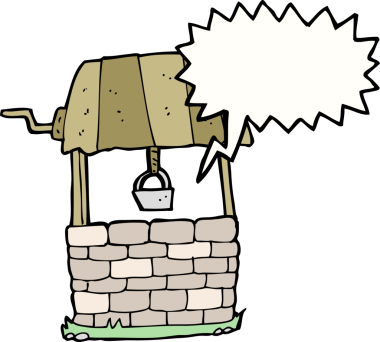 Bir insan tarafından çizilmiş konuşma baloncuğu ile dilek kuyusu