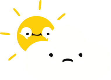 Bir insanın çizdiği gün ışığının ve bulutun düz rengi.