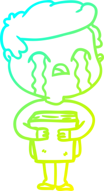 Bir insan tarafından çizilmiş, ağlayan bir çizgi film karakteri çizimi.