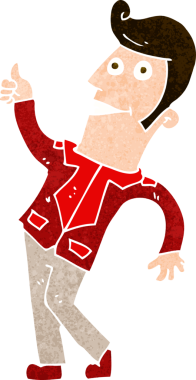 Bir insan tarafından çizilmiş işaret veren çizgi film adamı.