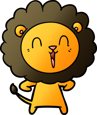Bir insan tarafından çizilmiş gülen aslan çizgi filmi.