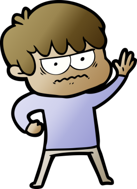 Bir insan tarafından çizilmiş sinirli çizgi film çocuğu.