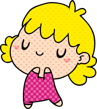 Bir insan tarafından çizilmiş sevimli bir kawai kızının çizgi film çizimi