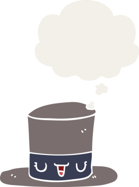 Düşünce baloncuğu olan çizgi film şapkası insan tarafından çizilmiş.