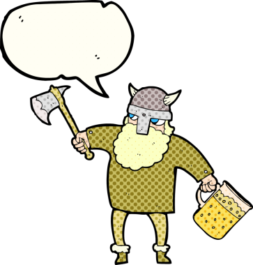 Bir insan tarafından çizilmiş serbest çizilmiş çizgi roman konuşma balonu sarhoş Viking.