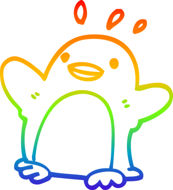 gökkuşağı gradyanı çizimi bir insan tarafından çizilmiş bir karikatür noel pengueni