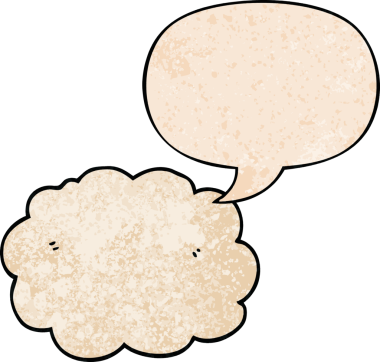 Konuşma baloncuğu olan karikatür bulutu insan tarafından çizilmiş retro doku.