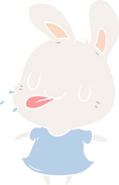 Bir insan tarafından çizilmiş düz renkli çizgi film tavşanı