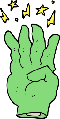 Bir insan tarafından çizilmiş tuhaf, sihirli bir el.