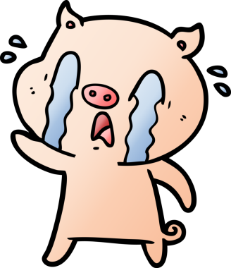 Bir insan tarafından çizilmiş ağlayan domuz çizgi filmi.