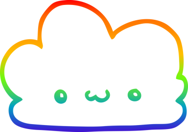 Gökkuşağı gradyan çizgisi bir insan tarafından çizilmiş şirin bir karikatür bulutu