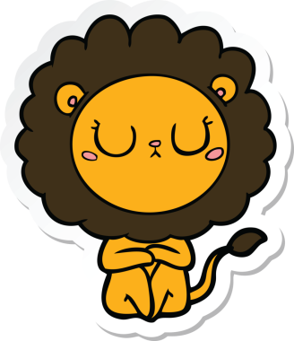 Bir insan tarafından çizilmiş karikatür aslanının çıkartması.