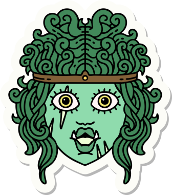 Bir insan tarafından çizilmiş bir ork barbar karakterinin çıkartması.