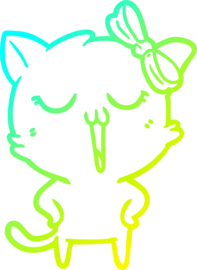 Bir insan tarafından çizilen çizgi film kedisinin soğuk gradyan çizgisi.